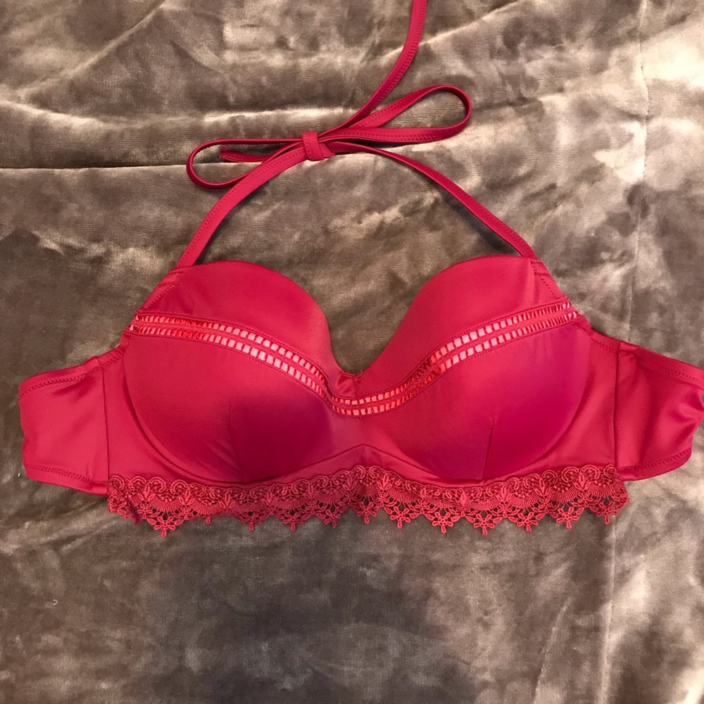 Burgundy Lacey Bikini Top